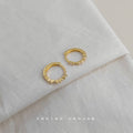 Gold Thin Huggie Hoop Bottom Crystal Row Earrings Pair view 4
