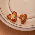Amber Translucent Flower Crystal Look Stud Earrings view 4