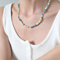 Colorful Beaded Choker Necklaces Multicolor Stone Metal Accents view 4