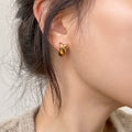 Gold Tone X Stud Earrings With Brown Round Drops Matching Jewelry Pair view 4