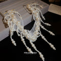 White Pearl And Mesh Fringe Choker With Draped Drops view 4