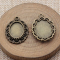 Scalloped Oval Cabochon Tray In Antique Silver And Antique Bronze For Jewelry Making view 4