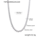 Imitation Pearl Heart Link Necklace Bracelet Gold Steel view 9