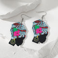 Black Acrylic African Figure Drop Earrings Three Styles view 2
