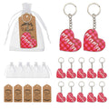 Mama Heart Wood Keychain, Red Pink Gingham Pattern view 1