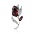 Large Crystal Flower Bud Brooch in Blue or Burgundy Stone view 5