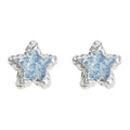 Silver Tone Pale Blue Glass Crystal Star Stud Earrings For Women view 5