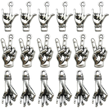 Antique Silver Hand Gesture Metal Charms with 3 Listed Options