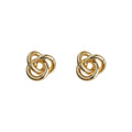 Triple Loop Knot Stud Earrings In Polished Silver And Gold Tone view 5
