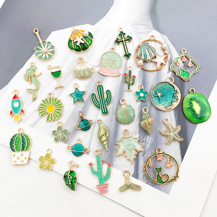 Green Enamel Zinc Alloy Star Mermaid Charm Pendants for DIY Bracelet Necklace Keychain