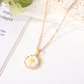 Gold Tone Round Daisy Resin Pendant Necklaces in Six Colors view 7