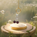 Dark Red Double Cherry Keychain With Silver-Tone Metal Clasp view 4