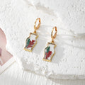 Gold Vase Resin Dried Flower Huggie Hoop Earrings 6 Styles view 6