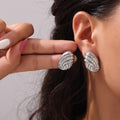 Hammered Twisted Shell Square Stud Earrings Gold Steel view 3