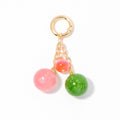 Glitter Fruit Acrylic Bead Keychain Gold Spring Ring Pink Green view 5