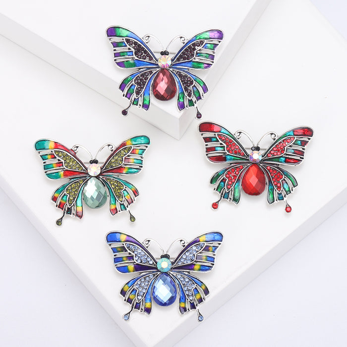 Stained Glass Effect Butterfly Brooch in Four Jewel Tones