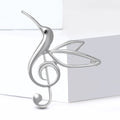 Hummingbird Treble Clef Brooch Gold or Silver Tone view 2