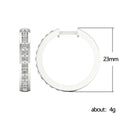 Double Row Crystal Hoop Earrings in Silver Tone with Clear Crystal Details view 5