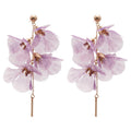 Layered Fabric Flower Drop Earrings with Reflective Details view 5