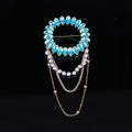 Crystal Circle Brooch with Pearl and Draped Chains view 6