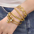 Crystal Geometric Bangle Collection in Gold and Silver Tone view 3