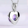 Purple Heart Crystal Pendant Necklace in Silver Tone view 2