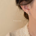 Gold Geometric Triple Pearl Stud Earrings Cluster Style view 2