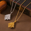 Crumpled Texture Pendant Necklace Rope Chain Gold Steel Tone view 4