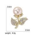 Pearl Flower Stem Brooch With Crystal Leaves in Two Finishes view 5