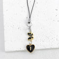 Black Enamel Heart Letter Phone Charm Strap With Gold Clover view 10