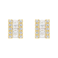 Gold Tone Square Baguette Round Zircon Geometric Stud Earrings view 5