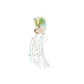 Floral Organza Bow Ribbon Pearl Strand Hair Claw Clip view 5