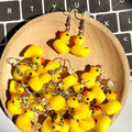 Yellow Mini Rubber Duck Drop Earrings Silver Hooks view 1