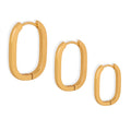 Gold Polished Oval U-Shape Huggie Hoop Earrings Three Sizes view 5