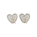Crystal Heart and Butterfly Silver Tone Stud Earrings view 5