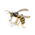 Yellow Enamel Bee Brooch With Pearl Drop Decorative Lapel Pin view 5