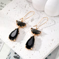 Half Moon Teardrop Crystal Drop Earrings Gold Hooks 7 Styles view 10