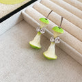 Green Apple Core Pearl Necklace Earrings Hair Clip 3 Styles view 8