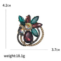 Floral Ring Crystal Brooch in Brown Black or Blue Colorways view 5
