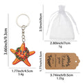 Orange Smiling Starfish Flower Crown Wood Keychain view 2