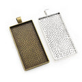 Long Rectangle Pendant Bezel Trays with Textured Backs view 1