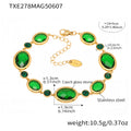 Gold Oval Bezel Bracelet Czech Glass Station Links view 10