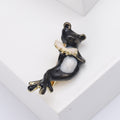 Reading Frog Enamel Brooch in Detailed Metal and Crystal Design view 3