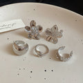 Open Metal Ring Mix Flower Pearl Wave and Solid Styles view 10