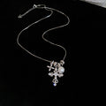 Silver Tone Cross and Star Dangle Pendant Necklaces view 6