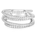 Triple Row Clear Crystal Silver Tone Ring Polished Jewelry Accessory view 1