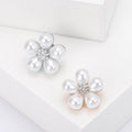 Five Petal Pearl Flower Brooch With Crystal Center view 1