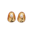 Gold Tone Pearl Stud Earrings in Two Sculptural Designs view 5