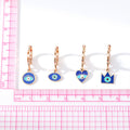 Gold Tone Blue Enamel Evil Eye Huggie Drop Earrings view 4