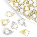 Pearl Center Crystal Heart Charms in Gold and Silver Tones view 1